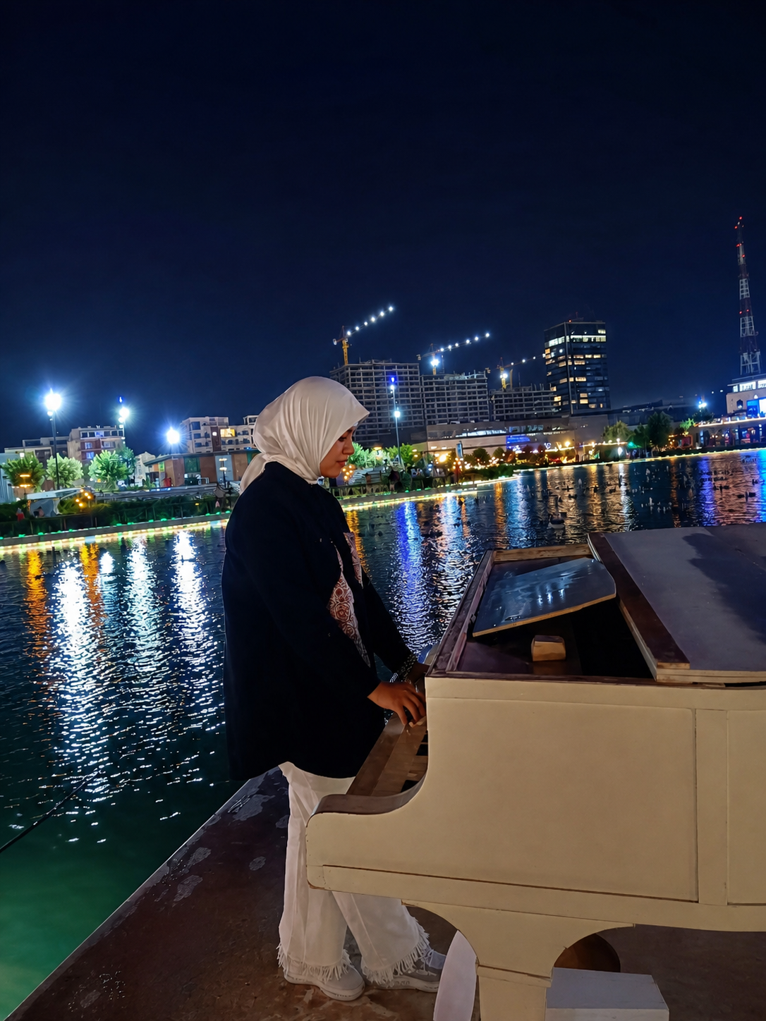 Monika Rao at the piano on stage